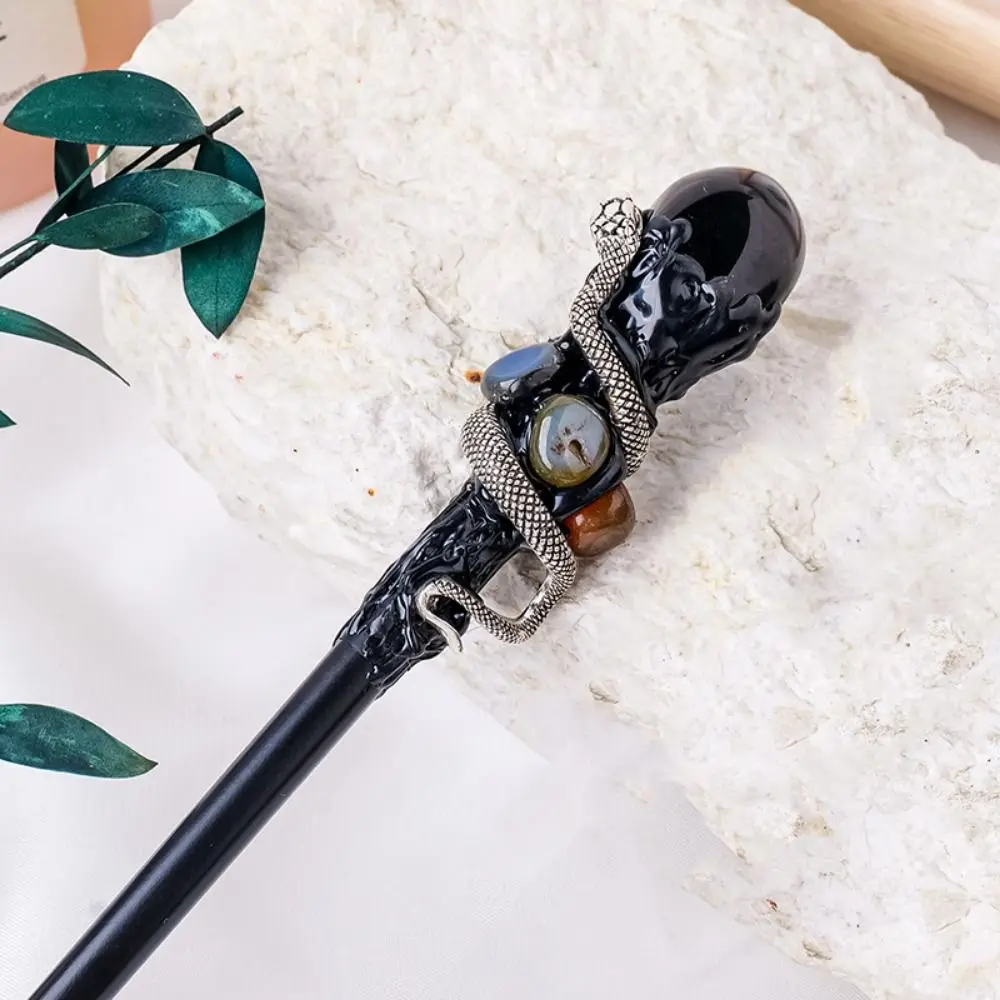 Creative Natural Crystal Magic Wand Witch Handcrafted Natural Crystal Ball Scepter Portable DIY Magic Cane Home Decor