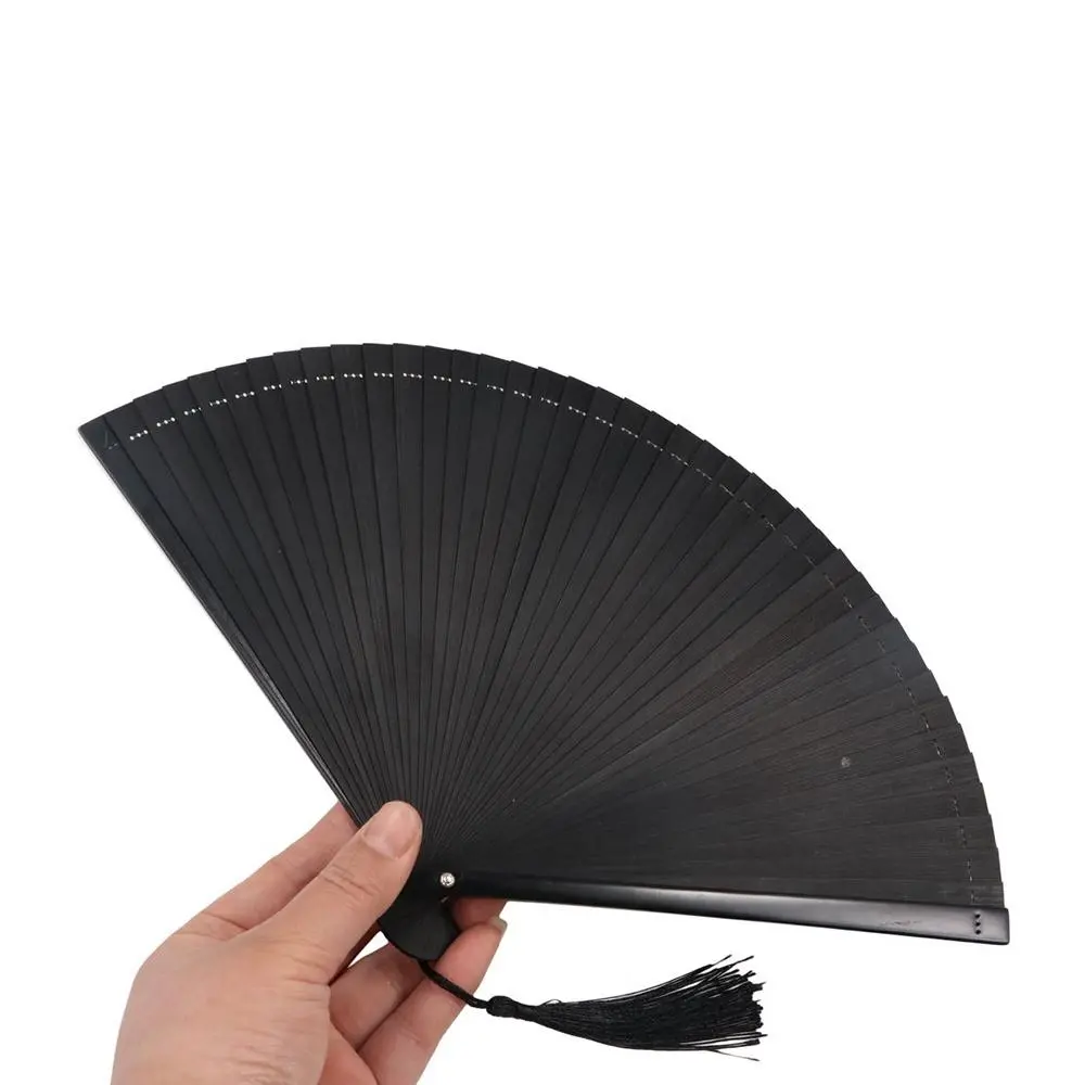 Black 1Pcs Classical Portable Dance Props Compact Ornament Bamboo Fan Dance Fan Kimono Fan