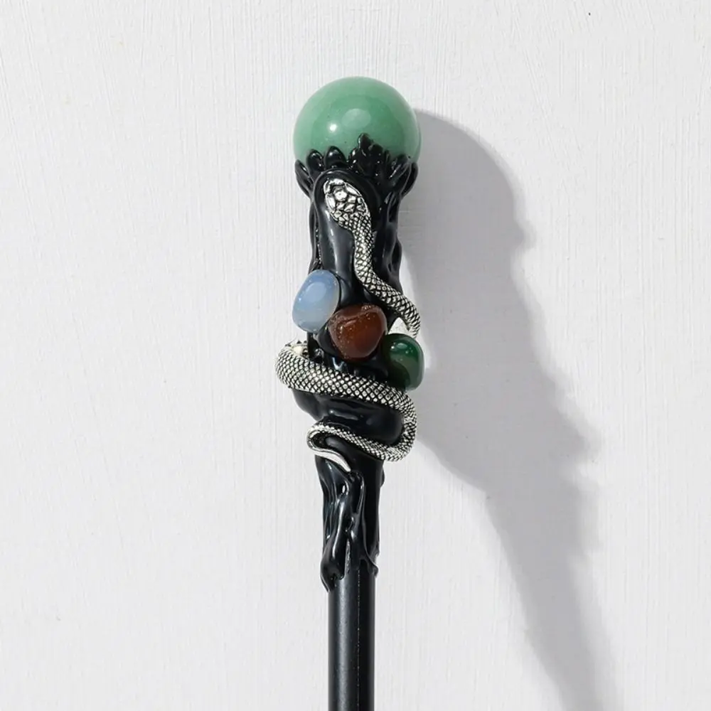 Creative Natural Crystal Magic Wand Witch Handcrafted Natural Crystal Ball Scepter Portable DIY Magic Cane Home Decor