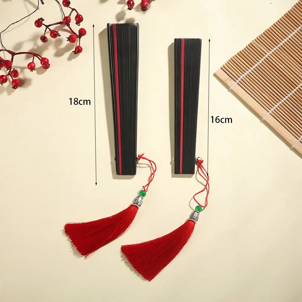 Black 1Pcs Classical Portable Dance Props Compact Ornament Bamboo Fan Dance Fan Kimono Fan
