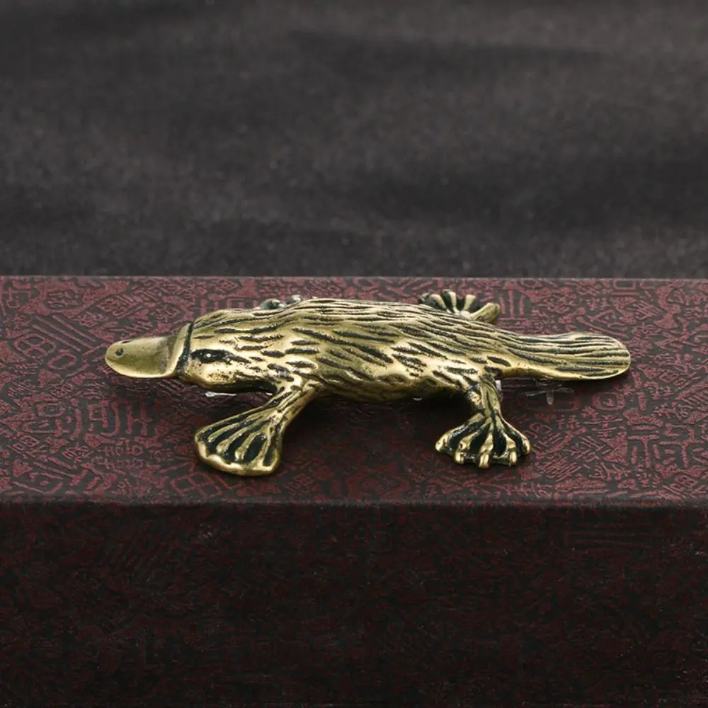 Antique Tea Pet For Living Room Easy Use Solid Copper Miniatures Figurines Metal Crafts Animal Statue Platypus Ornament