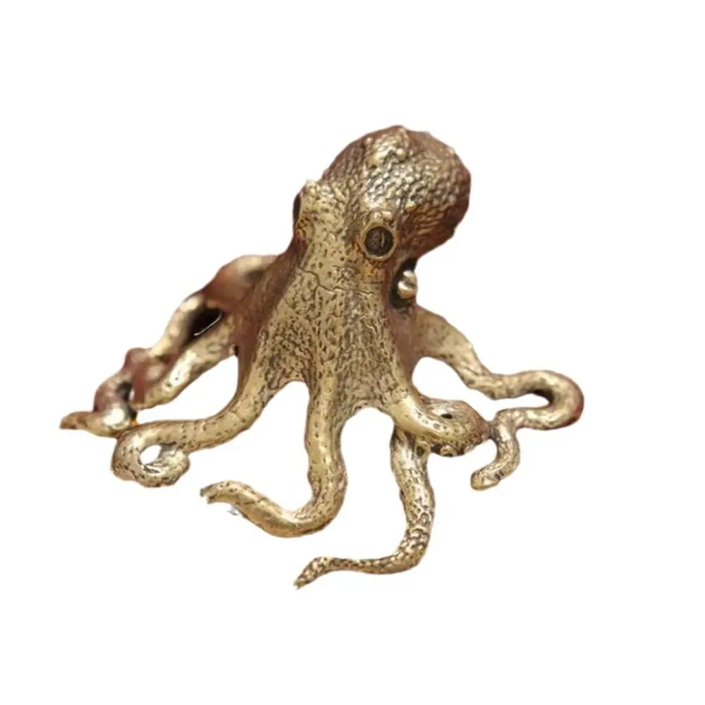 Means Wealth Brass Octopus Sculpture Creative Innovative Animal Figurines Simulated Exquisite Octopus Model Ornament Tea Lovers