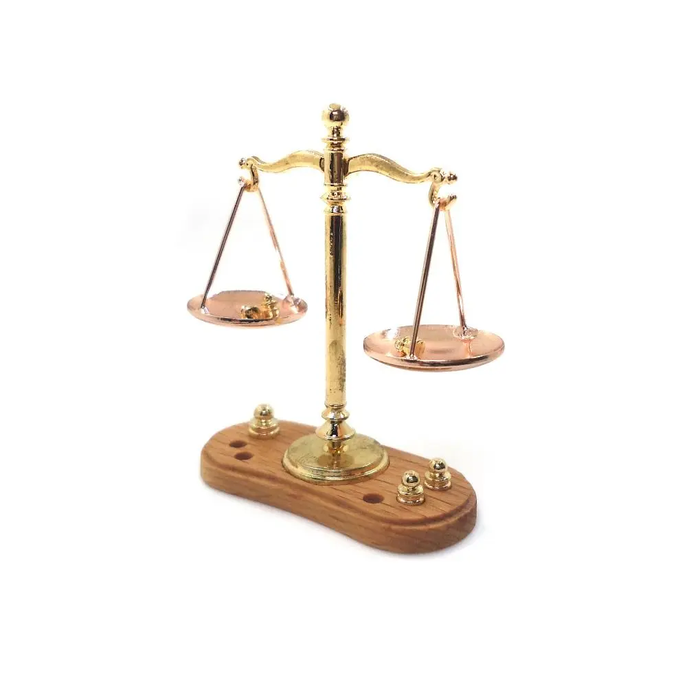 Antique Simulation Balance Scale DIY Craft 1/12 Dollhouse Balance Toy Model Mini Handmade Justice Scale Model Pretend Play