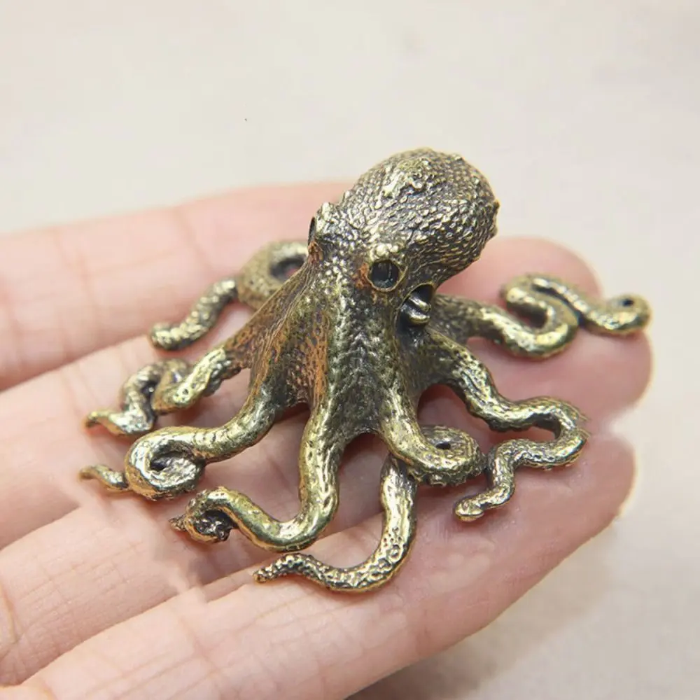 Means Wealth Brass Octopus Sculpture Creative Innovative Animal Figurines Simulated Exquisite Octopus Model Ornament Tea Lovers