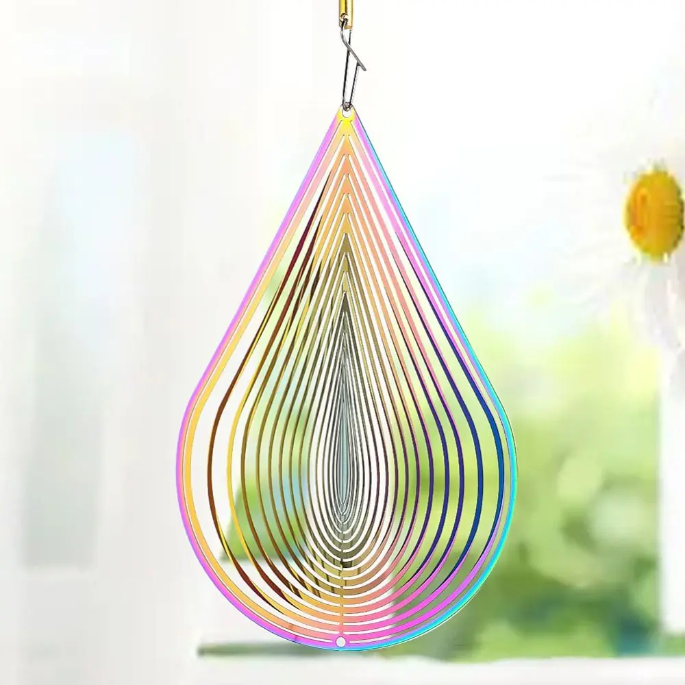3D Wind Spinner Catcher Gradient Color Flowing Light Effect Wind Chime Pendant Animal Spinner Hanging Decor