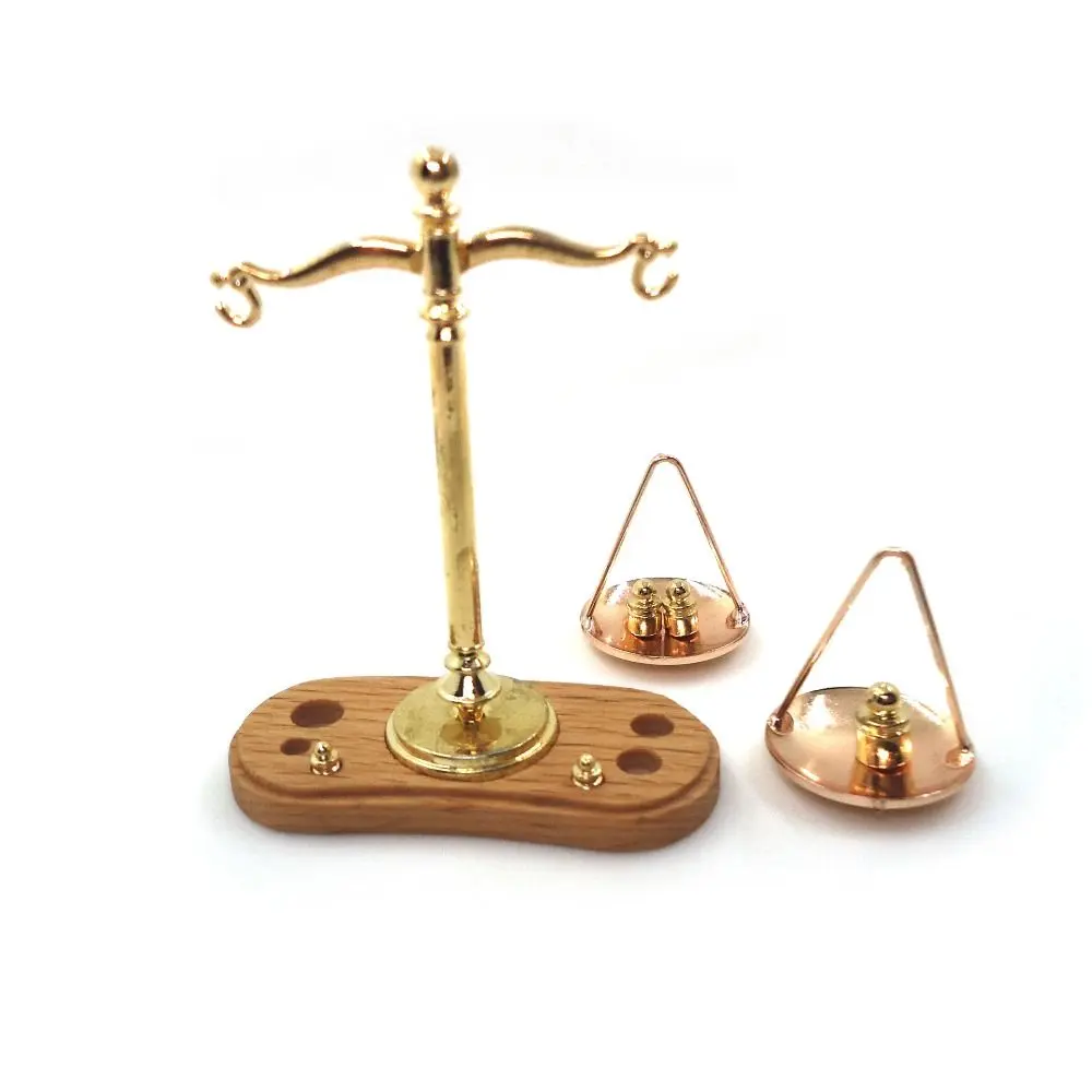 Antique Simulation Balance Scale DIY Craft 1/12 Dollhouse Balance Toy Model Mini Handmade Justice Scale Model Pretend Play