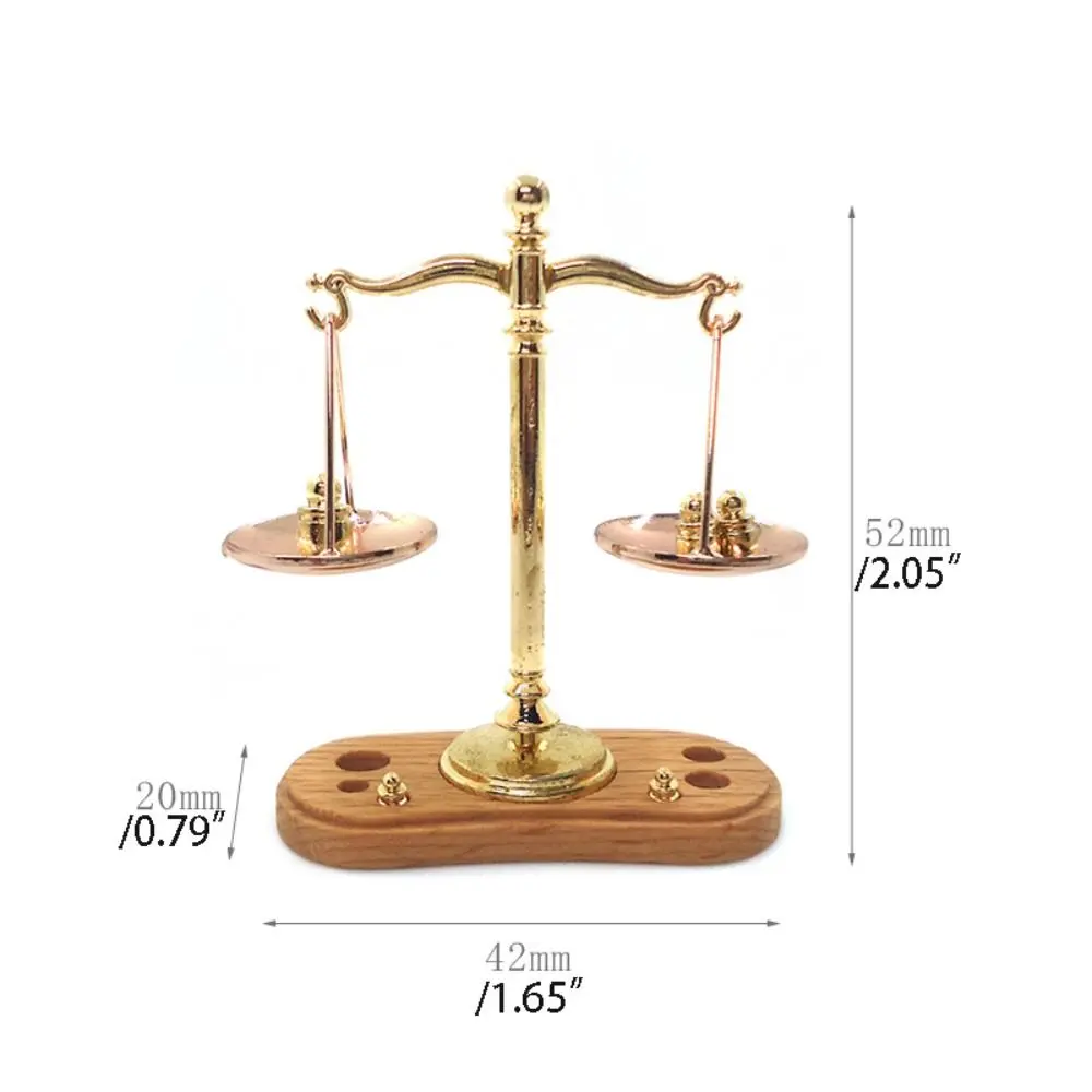Antique Simulation Balance Scale DIY Craft 1/12 Dollhouse Balance Toy Model Mini Handmade Justice Scale Model Pretend Play