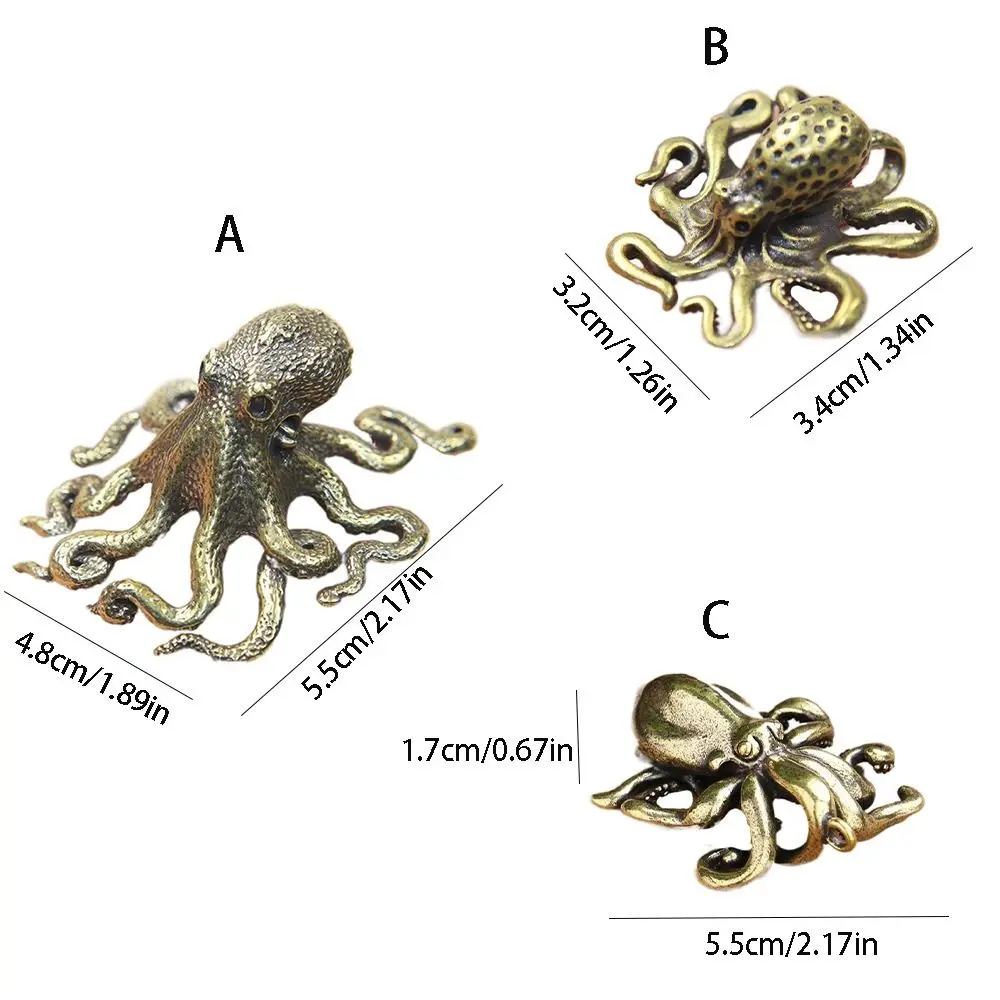 Means Wealth Brass Octopus Sculpture Creative Innovative Animal Figurines Simulated Exquisite Octopus Model Ornament Tea Lovers