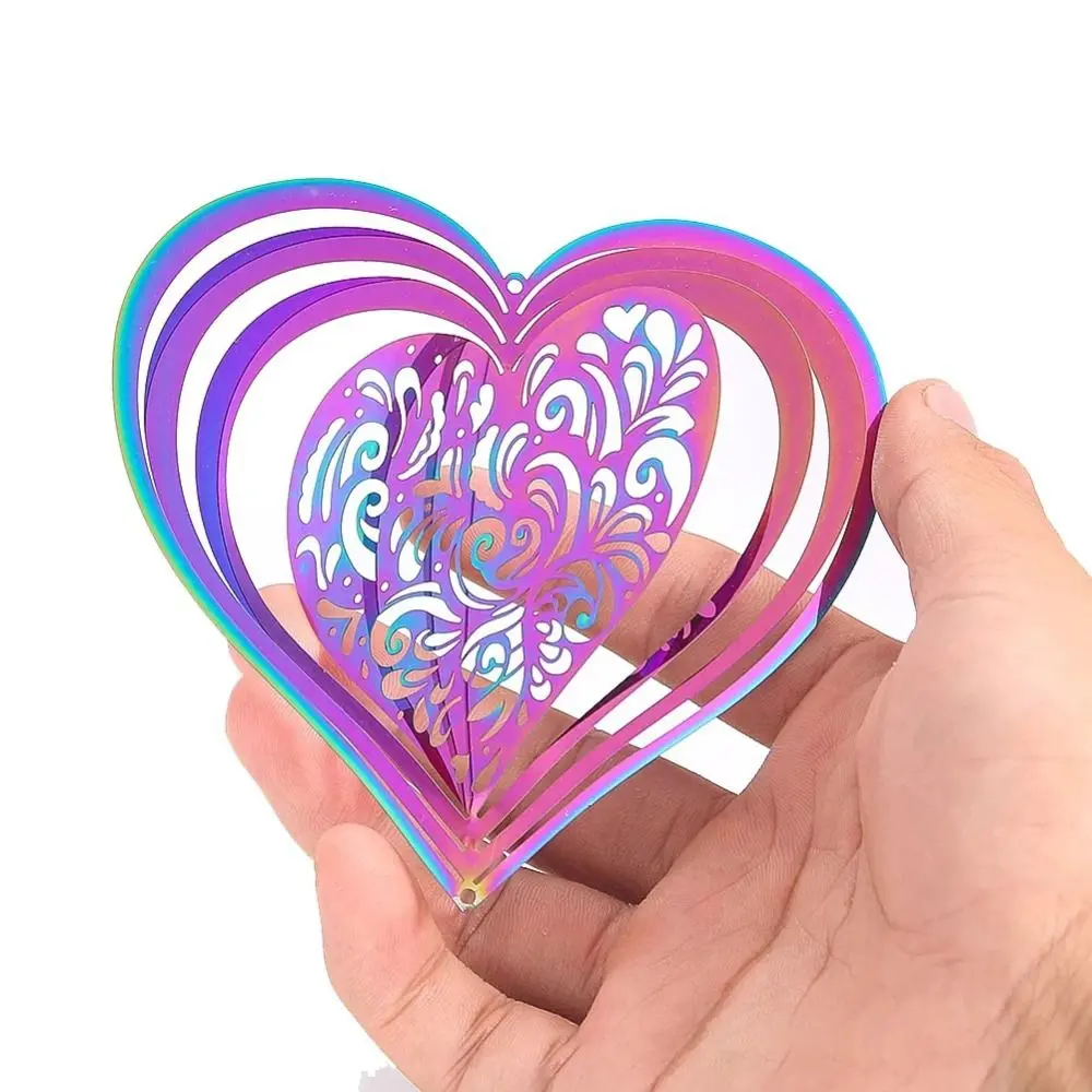 3D Wind Spinner Catcher Gradient Color Flowing Light Effect Wind Chime Pendant Animal Spinner Hanging Decor