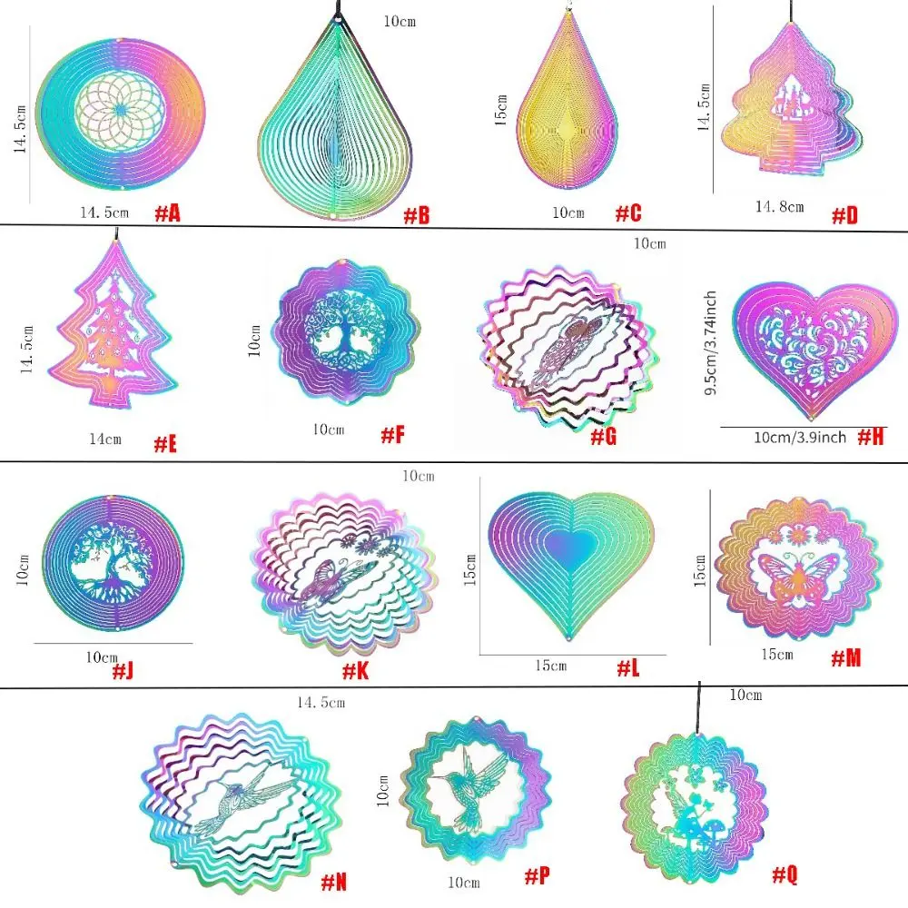 3D Wind Spinner Catcher Gradient Color Flowing Light Effect Wind Chime Pendant Animal Spinner Hanging Decor