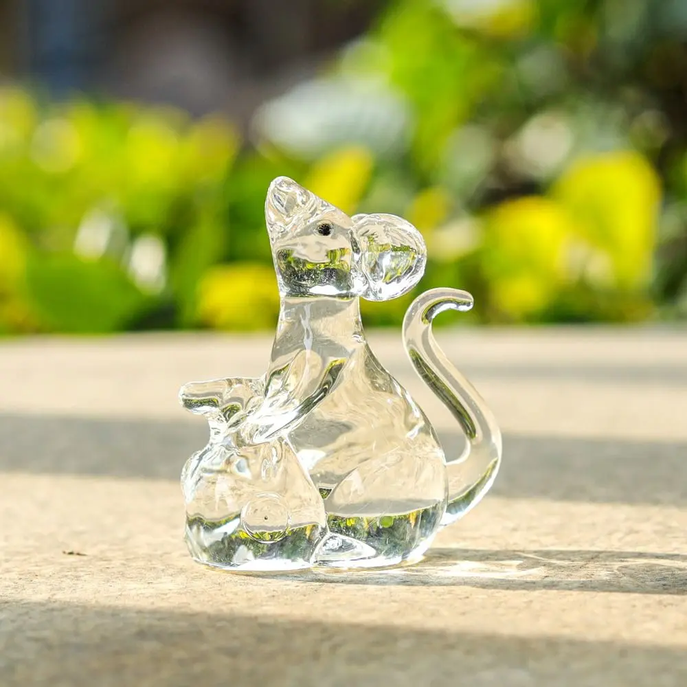 Beautiful Lucky Mouse Rat Figurine Exquisite Attracting Wealth Crystal Rat Ornament Creativity Cartoon Animal Model Living Room