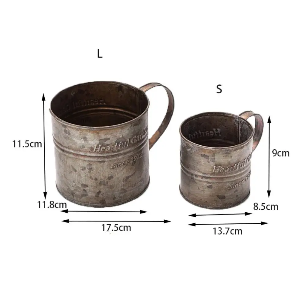 English Printing Photography Props Rural Photography Storage Container For Photography Iron Flower Bucket Cup Drinkware Vase