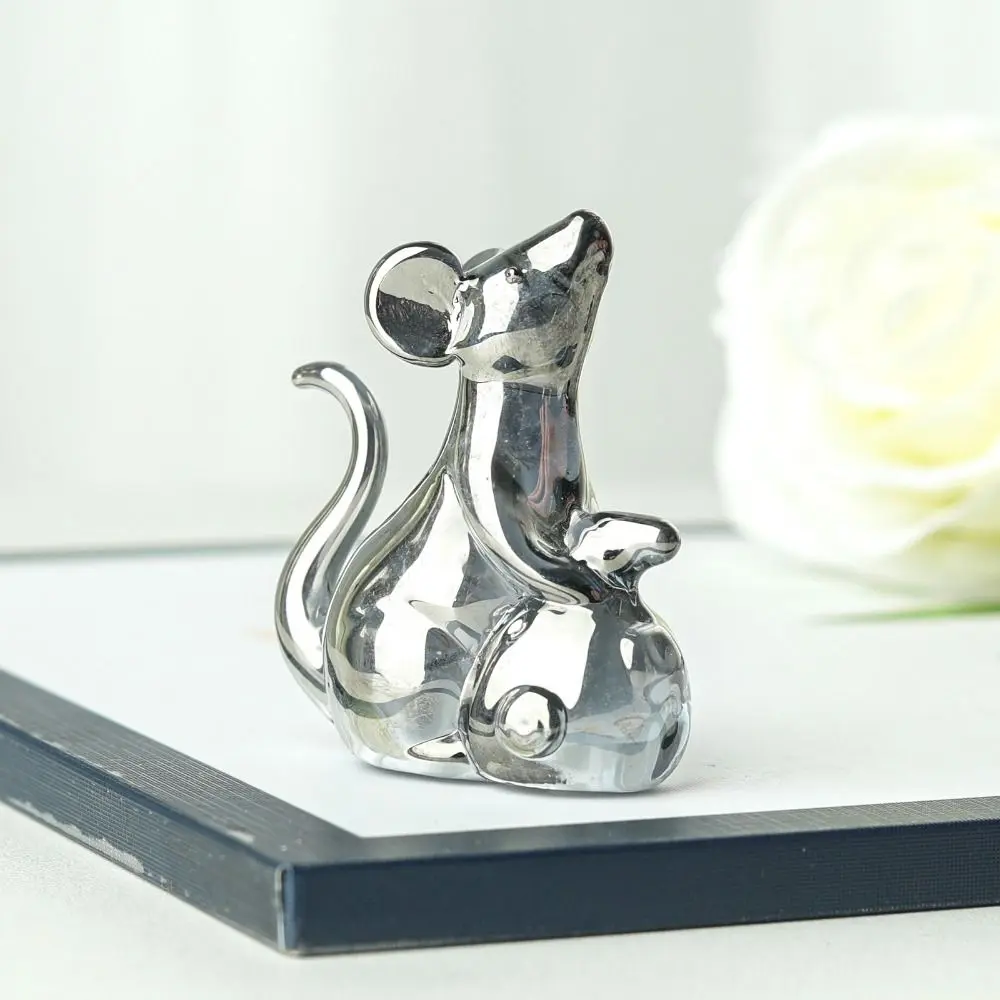 Beautiful Lucky Mouse Rat Figurine Exquisite Attracting Wealth Crystal Rat Ornament Creativity Cartoon Animal Model Living Room