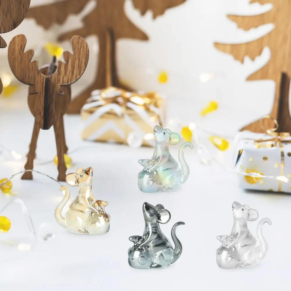 Beautiful Lucky Mouse Rat Figurine Exquisite Attracting Wealth Crystal Rat Ornament Creativity Cartoon Animal Model Living Room