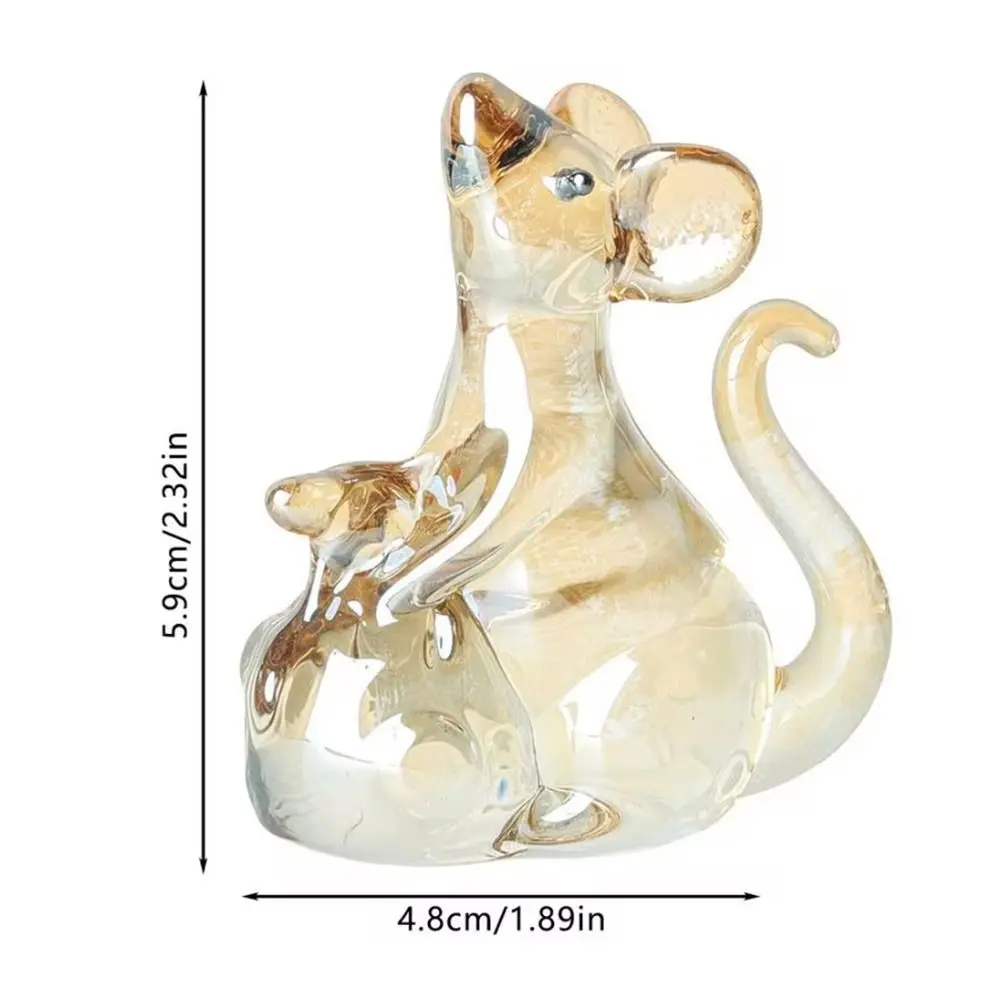 Beautiful Lucky Mouse Rat Figurine Exquisite Attracting Wealth Crystal Rat Ornament Creativity Cartoon Animal Model Living Room