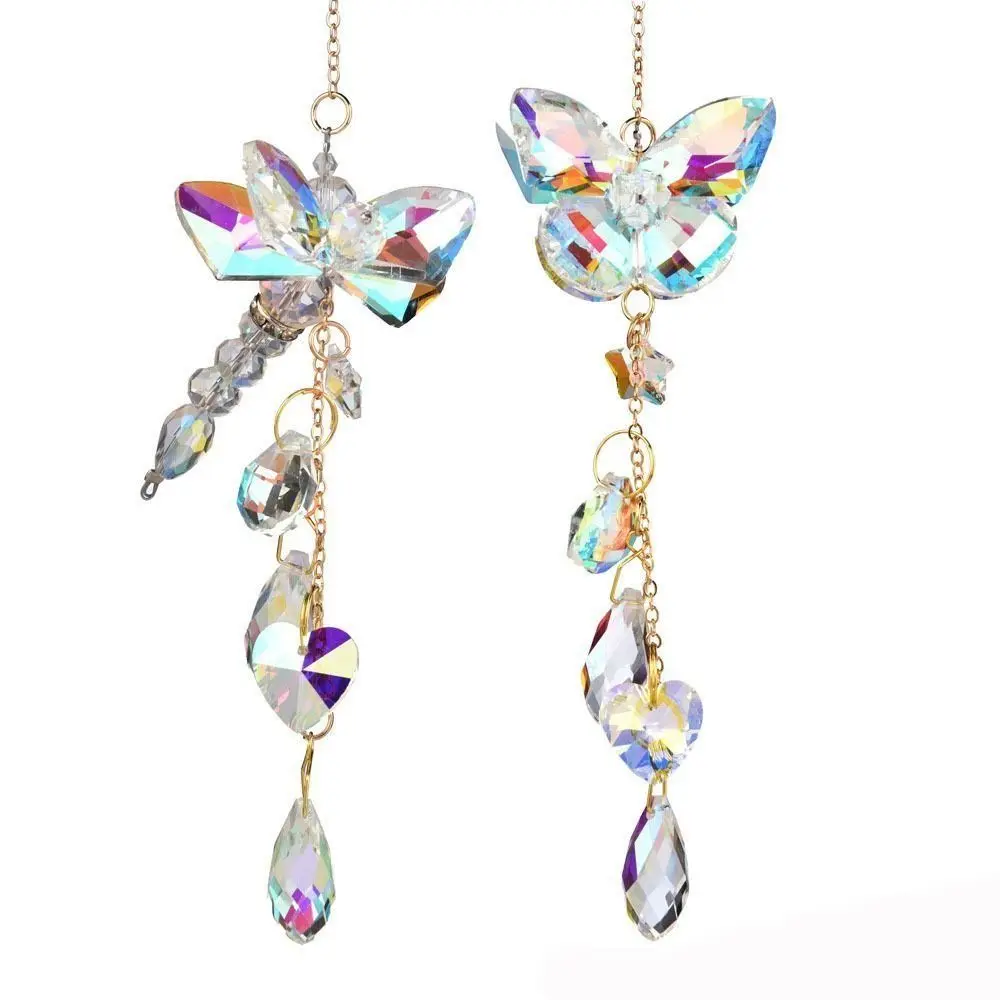 Light-catching Butterfly Prism Pendant Unique Handmade Dragonfly Crystal Wind Chime DIY Window Hanging Suncatchers