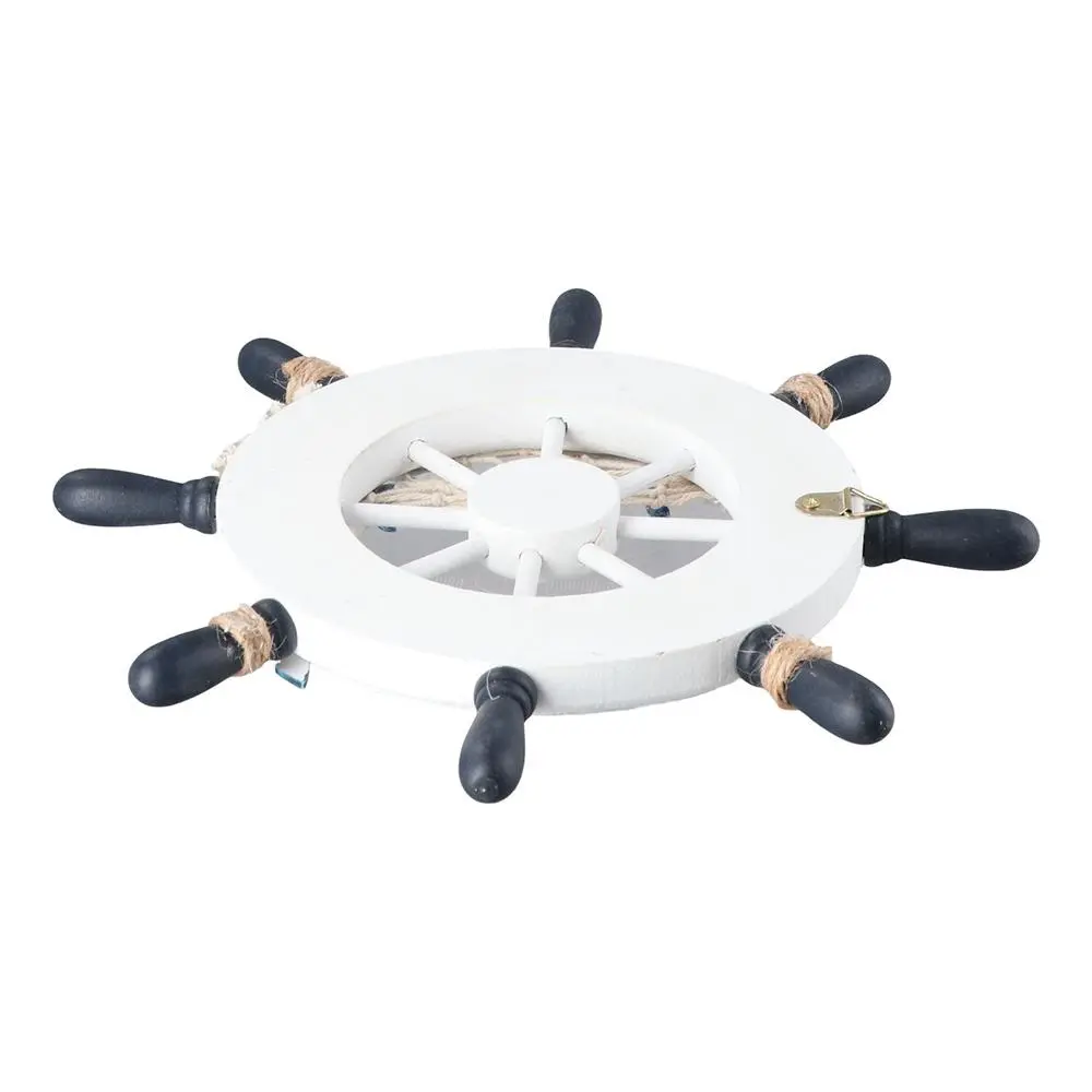 Nautical Mediterranean Style Decoration Crafts Beach Art Home Wall Decor Wooden Boat Ship Steering Wheel Hanging Decoration