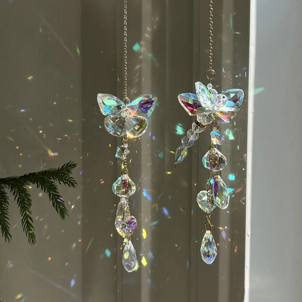 Light-catching Butterfly Prism Pendant Unique Handmade Dragonfly Crystal Wind Chime DIY Window Hanging Suncatchers