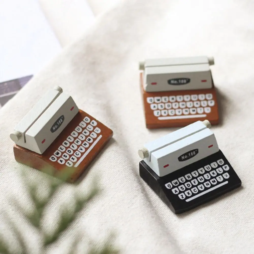 Miniature Message Holder Wooden Exquisite Sticky Note Holder Vintage Handmade Typewriter shaped Message Folder