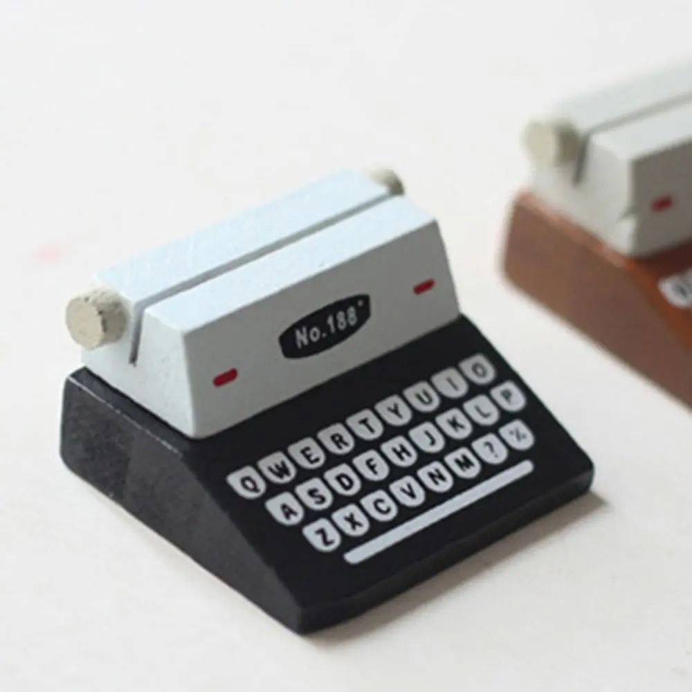 Miniature Message Holder Wooden Exquisite Sticky Note Holder Vintage Handmade Typewriter shaped Message Folder