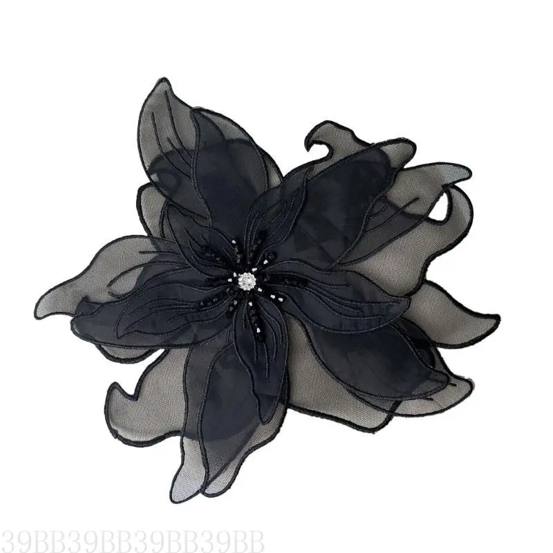 39BB Rhinestones Flowers Sew Patches Jeweled Trimmings Applique for Wedding Dress Curtain Scarf Diy Decorations