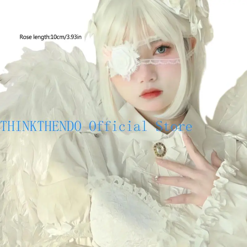 652F Gothic Eye Mask Rose Flower Eye Covers Gothic Cosplay Eye Patches For Women Masquerades Halloween Cosplay Themed Parties