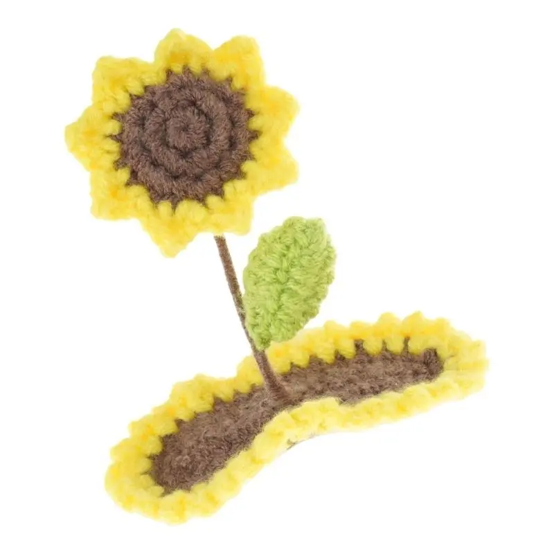 652F Creative Sprout Hair Clip 2000s Trend Side Clip Sprout Crocheted Small Flower Knitted Small Sprout Photo Props