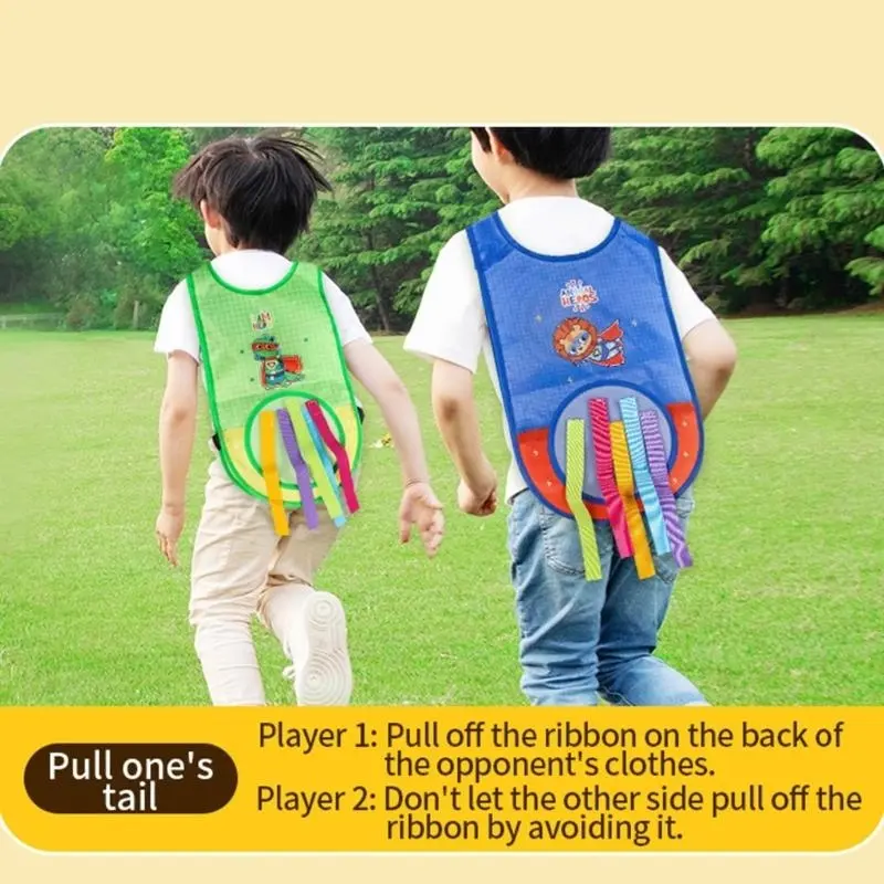 652F Kids Dodgeball Game Set Throwing Balls Game Set Includes Sticky Vests 3 Soft Balls 5 Colorful Ribbon for Children