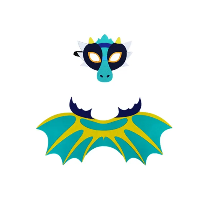 652F Dinosaur Cloak Mask Set Children Dinosaur Costume Dinosaur Masks For Kids Party Felt Masquerade Dress Up