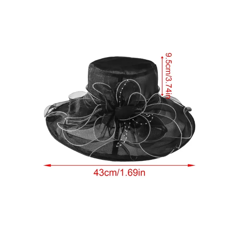 652F Elegant Foldable Sun Hat with Flower Design for Women Lightweight and Breathable for Beach and Outdoor Activities