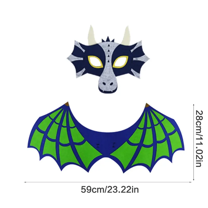 652F Dinosaur Cloak Mask Set Children Dinosaur Costume Dinosaur Masks For Kids Party Felt Masquerade Dress Up