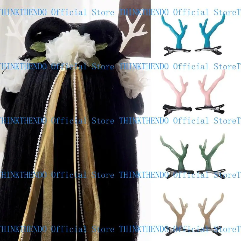 652F Dragon Horn Hair Clips for Girls Cosplay Duckbill Clip Female Hair Styling Accessories for Thin Hair Vintage Headdress