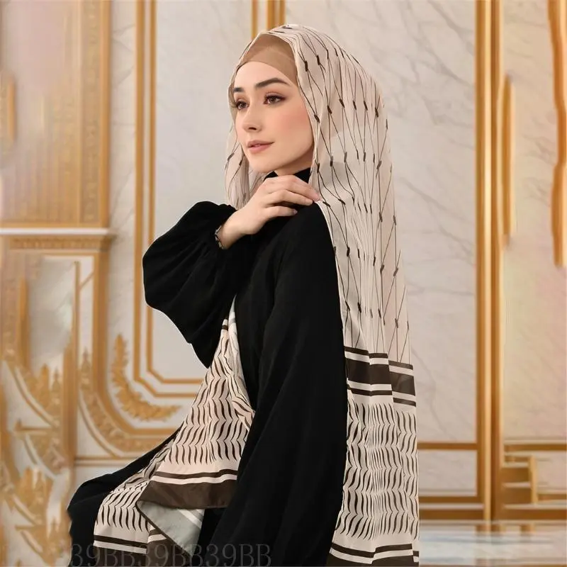 39BB Light weight Polyester Chapel Scarf Delicate Colorful Headscarf Stylish Scarf