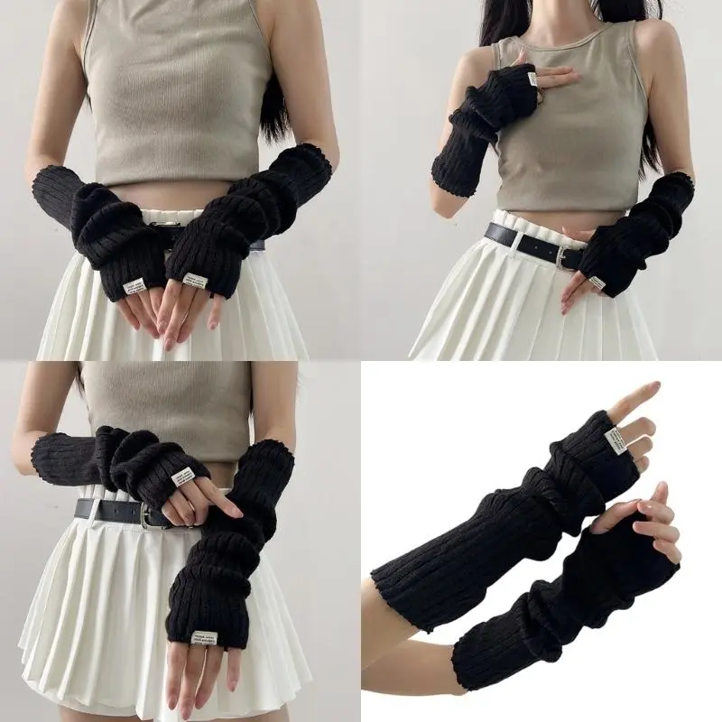 652F Popular Arm Warmers Arm Covers Anime Party Fingerless Long Gloves for Dancing Party Arm Sleeves Teens Girl Arm Cover