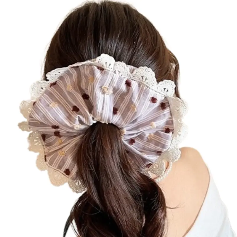652F Lace Hair Rope Hair Bun Scrunchies Elastic Hair Rope Big Hair Scrunchy Heavy Duty HairBands Female Accessories