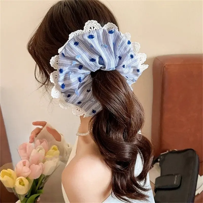 652F Lace Hair Rope Hair Bun Scrunchies Elastic Hair Rope Big Hair Scrunchy Heavy Duty HairBands Female Accessories