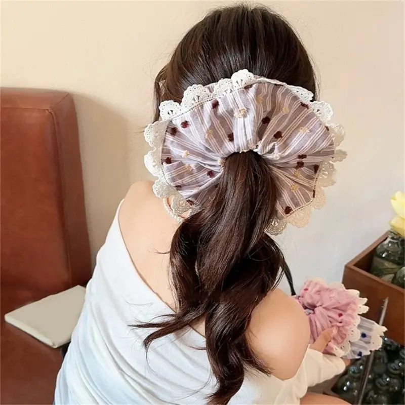 652F Lace Hair Rope Hair Bun Scrunchies Elastic Hair Rope Big Hair Scrunchy Heavy Duty HairBands Female Accessories