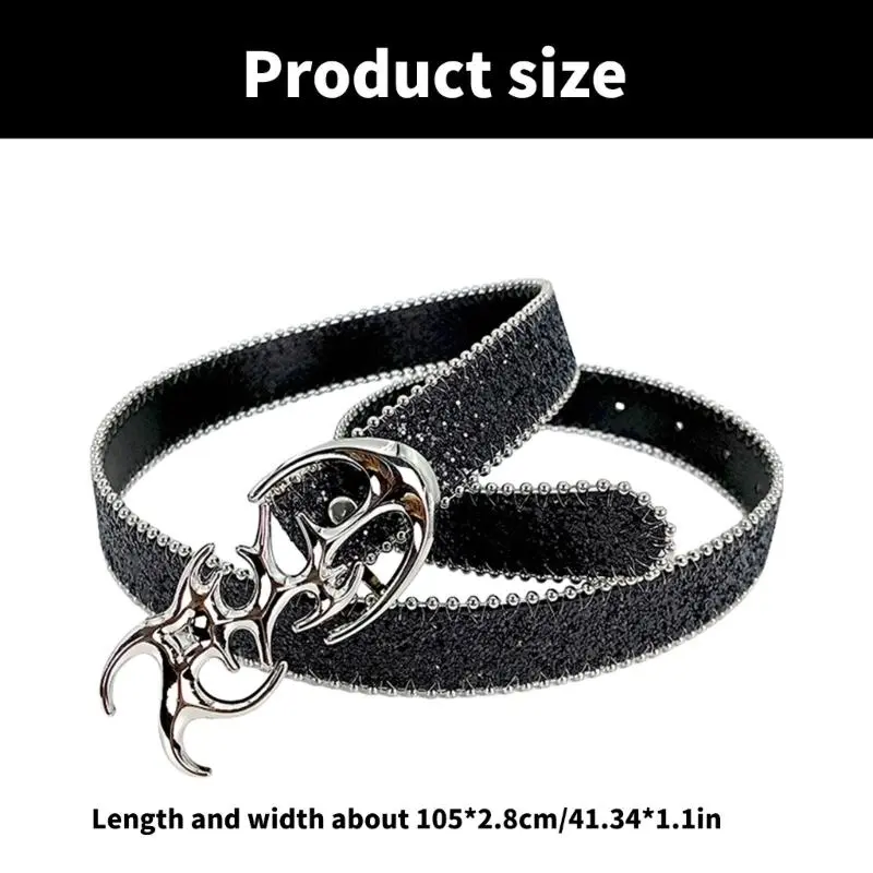 652F Metal Buckle Belt for Adult Shimmering Sequined Waistband All Matching Waist Belt for Formal Daily Waist Ornament