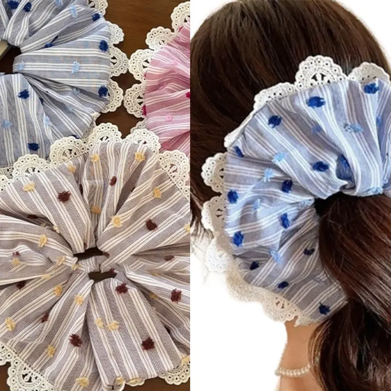 652F Lace Hair Rope Hair Bun Scrunchies Elastic Hair Rope Big Hair Scrunchy Heavy Duty HairBands Female Accessories