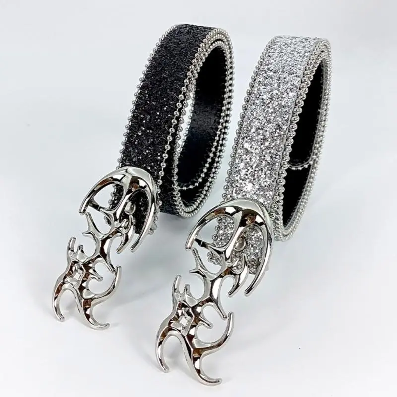 652F Metal Buckle Belt for Adult Shimmering Sequined Waistband All Matching Waist Belt for Formal Daily Waist Ornament