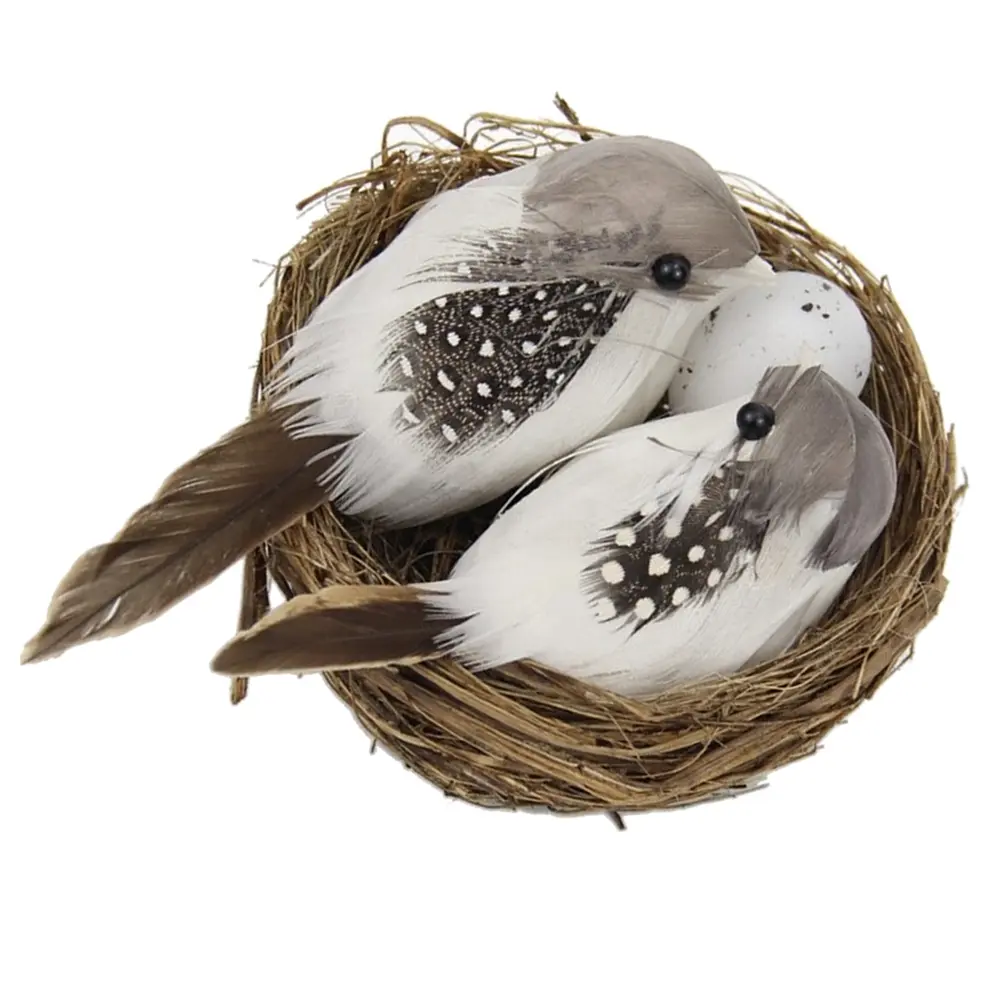 Realistic Craft Figurines Lawn Miniature Parties Birds Egg Home Decor Bird Nest Artificial Birds