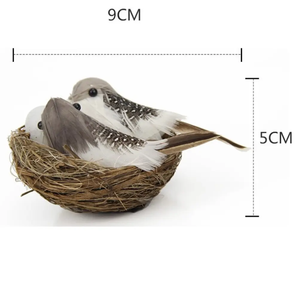 Realistic Craft Figurines Lawn Miniature Parties Birds Egg Home Decor Bird Nest Artificial Birds