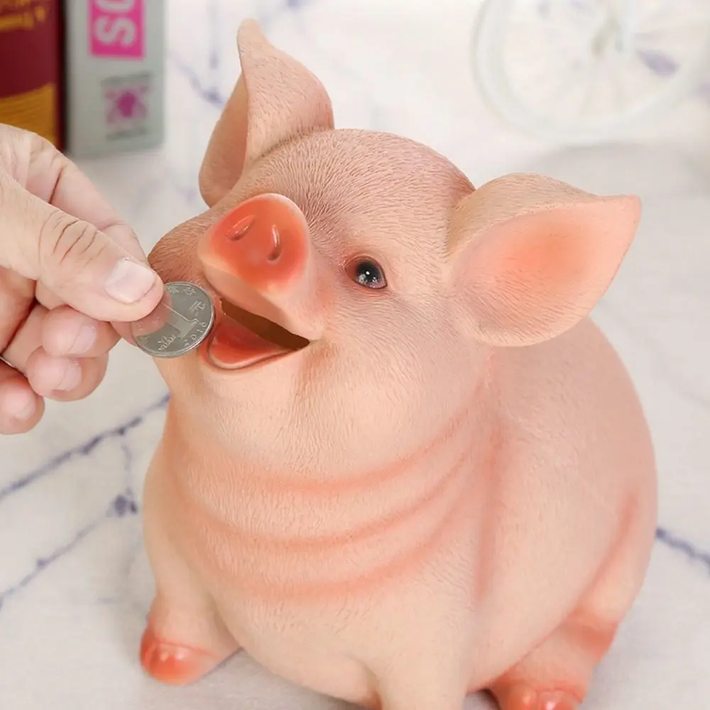 Cute 1Pcs Children Toys Ornament Birthday Gift Pig Shaped Coins Storage Box Pig Statues Money Box Piggy Bank