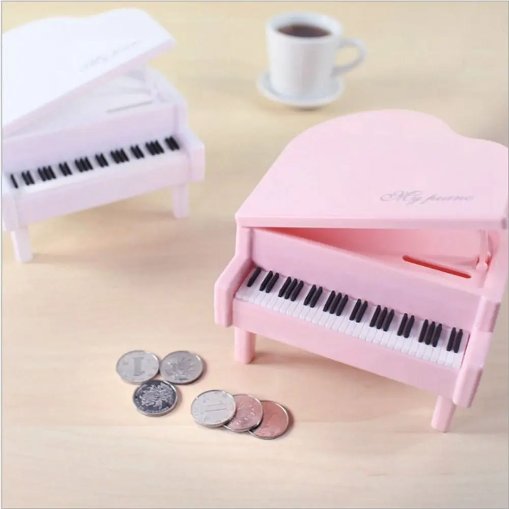 Desk Ornament Mini Piano Modeling Piggy Bank Piano Shape Cute Simulation Piano Coin Box Cartoon Coin Storage Jar Home Decor