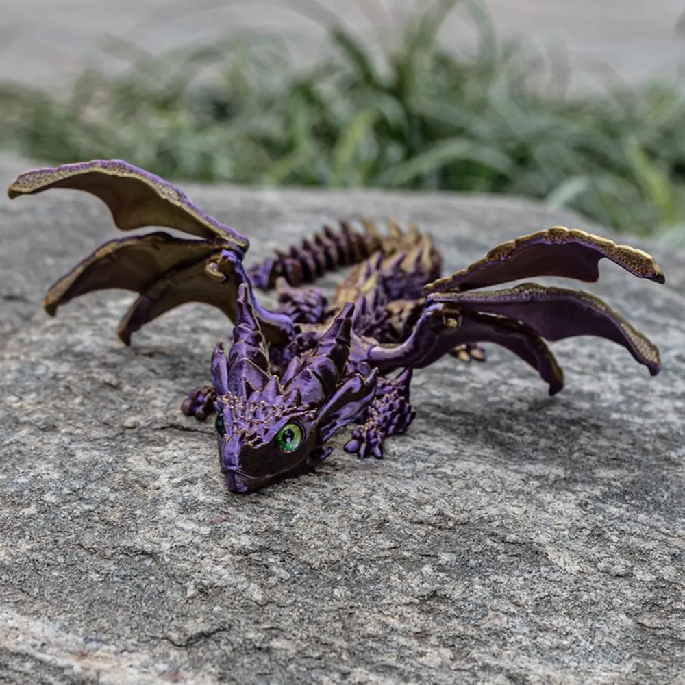 With Wings 3D Printed Flying Dragon Toy Articulated Creative Simulated Dragon Ornament PLA Flexible Western Dragon Model