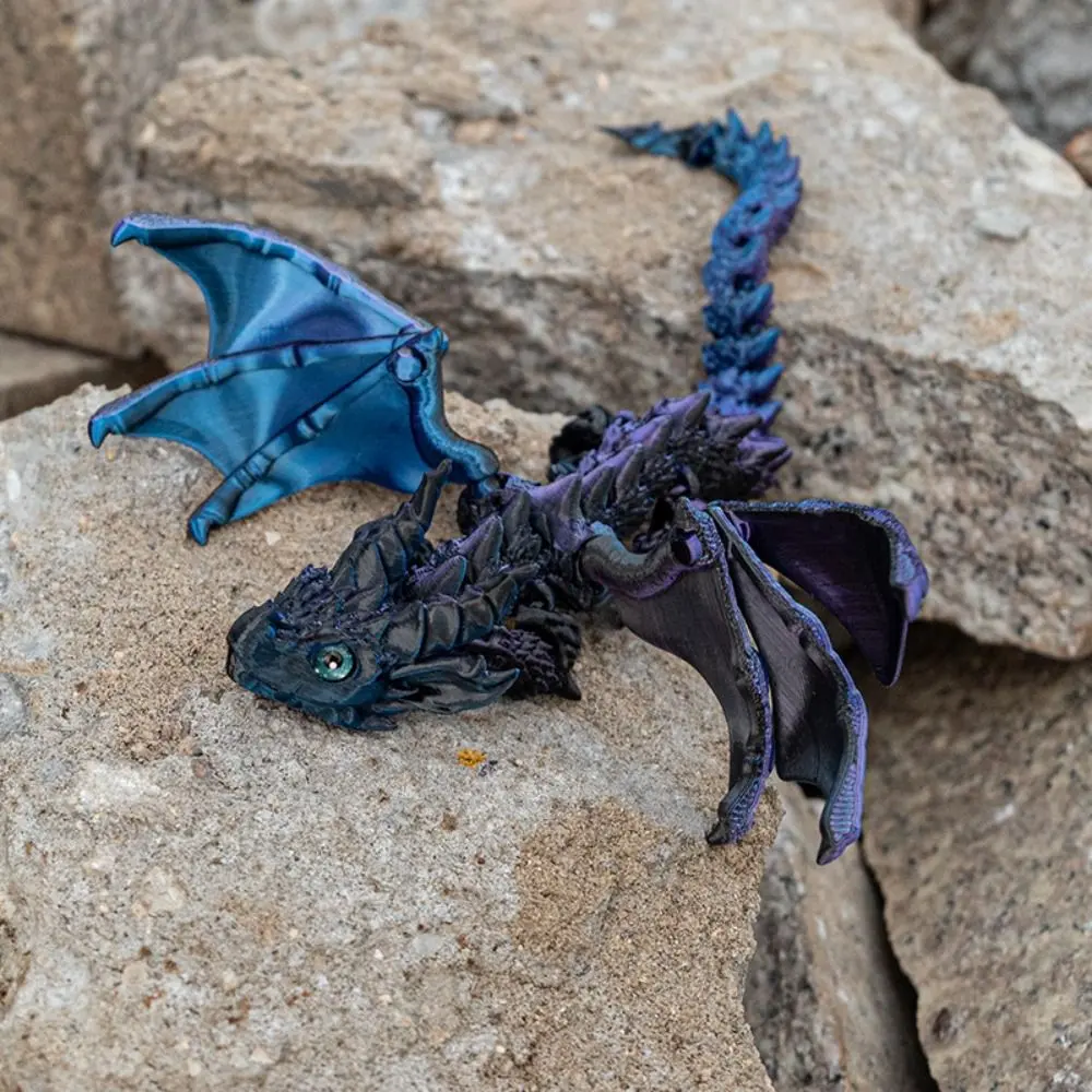 With Wings 3D Printed Flying Dragon Toy Articulated Creative Simulated Dragon Ornament PLA Flexible Western Dragon Model