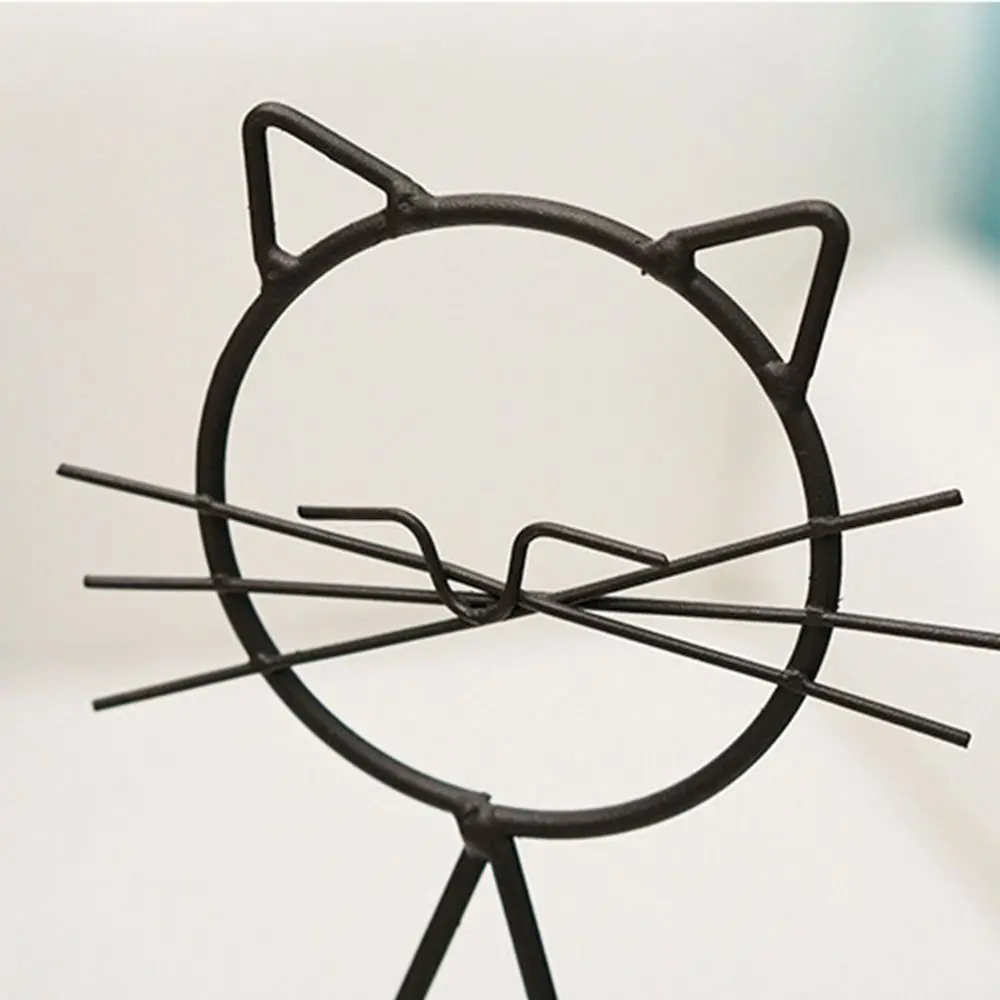 Hand Welded Cat Shape Hydroponic Vases Cute With Metal Holder Heart Glass Vases Iron Anti-breakag Wrought Iron Vase Table