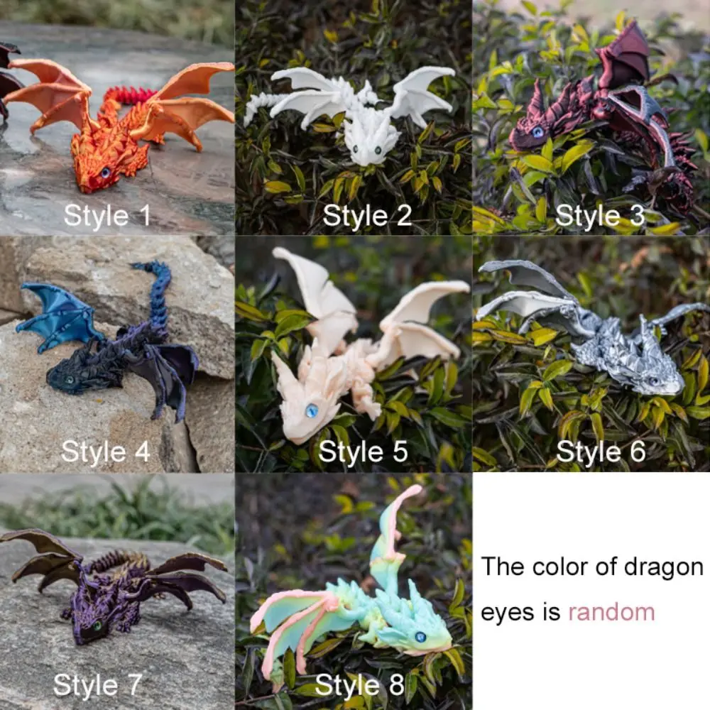 With Wings 3D Printed Flying Dragon Toy Articulated Creative Simulated Dragon Ornament PLA Flexible Western Dragon Model