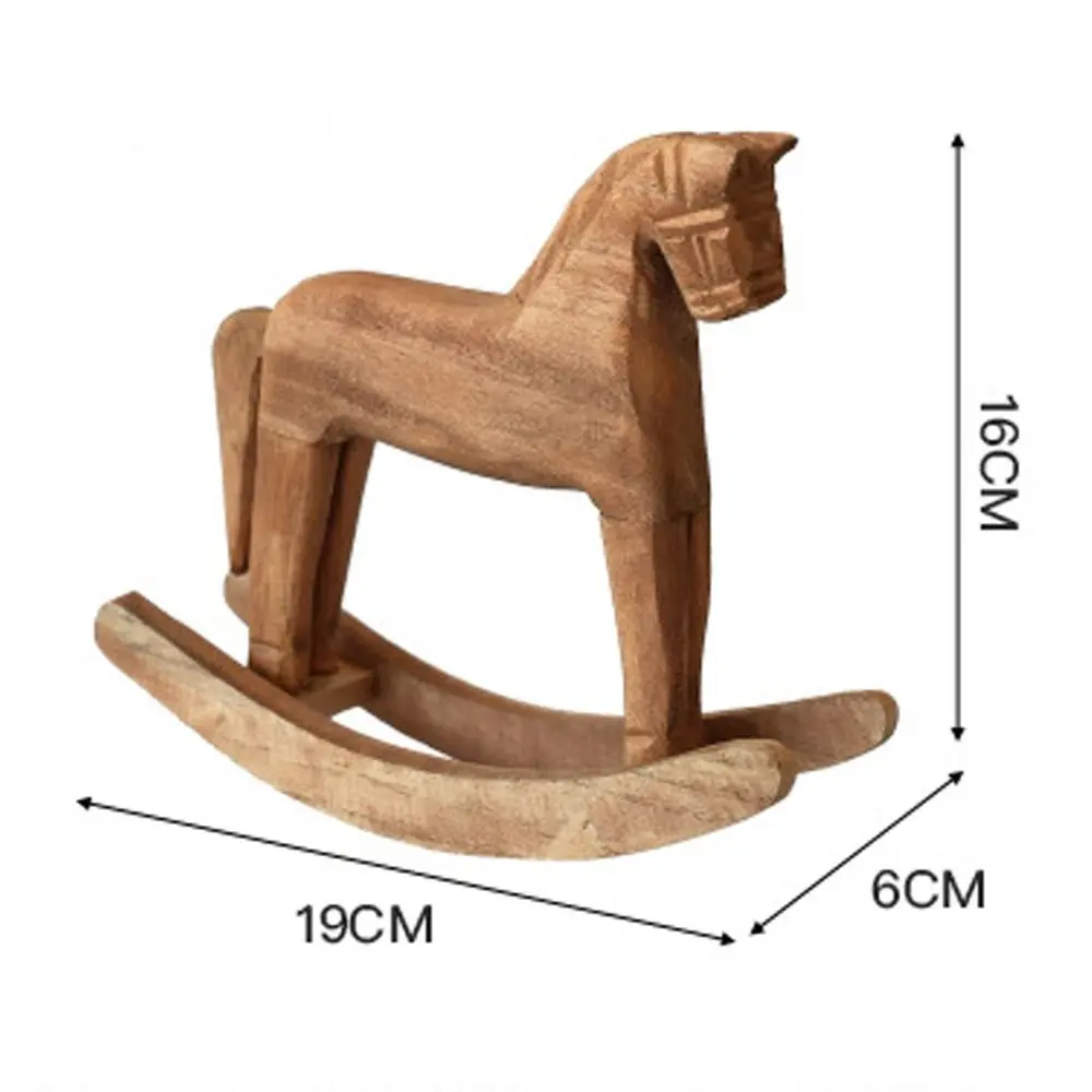 Mediterranean Mini Wooden Horse Figurines Hand Carved DIY Crafts Rocking Horse Crafts Hanging Handmade Horse Desktop Ornaments
