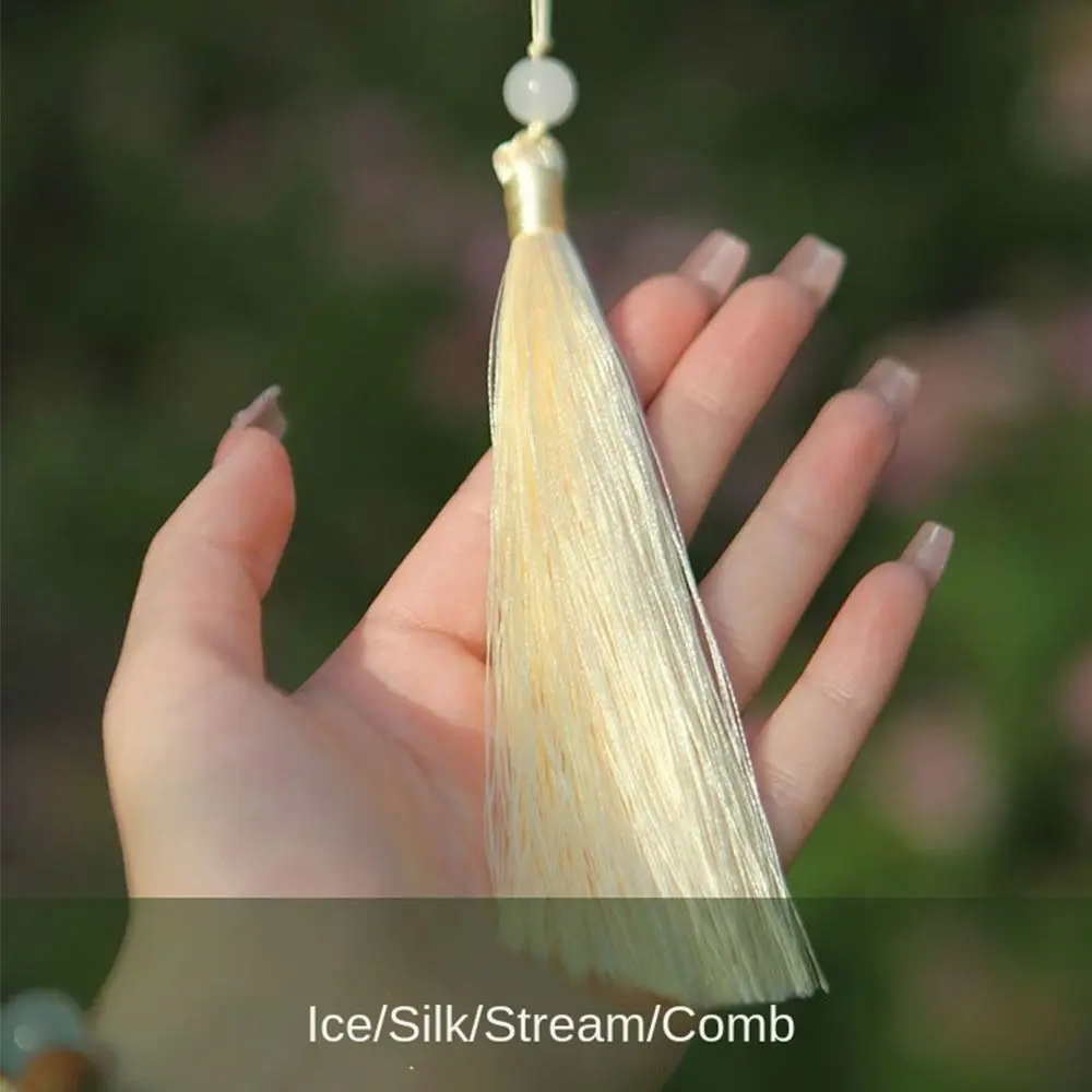 Bamboo Skeleton Hand Chinese Style Folding Fan Ancient Style Traditional Craft Hand Fan with Tassel Elegant Hanfu Dance Fan